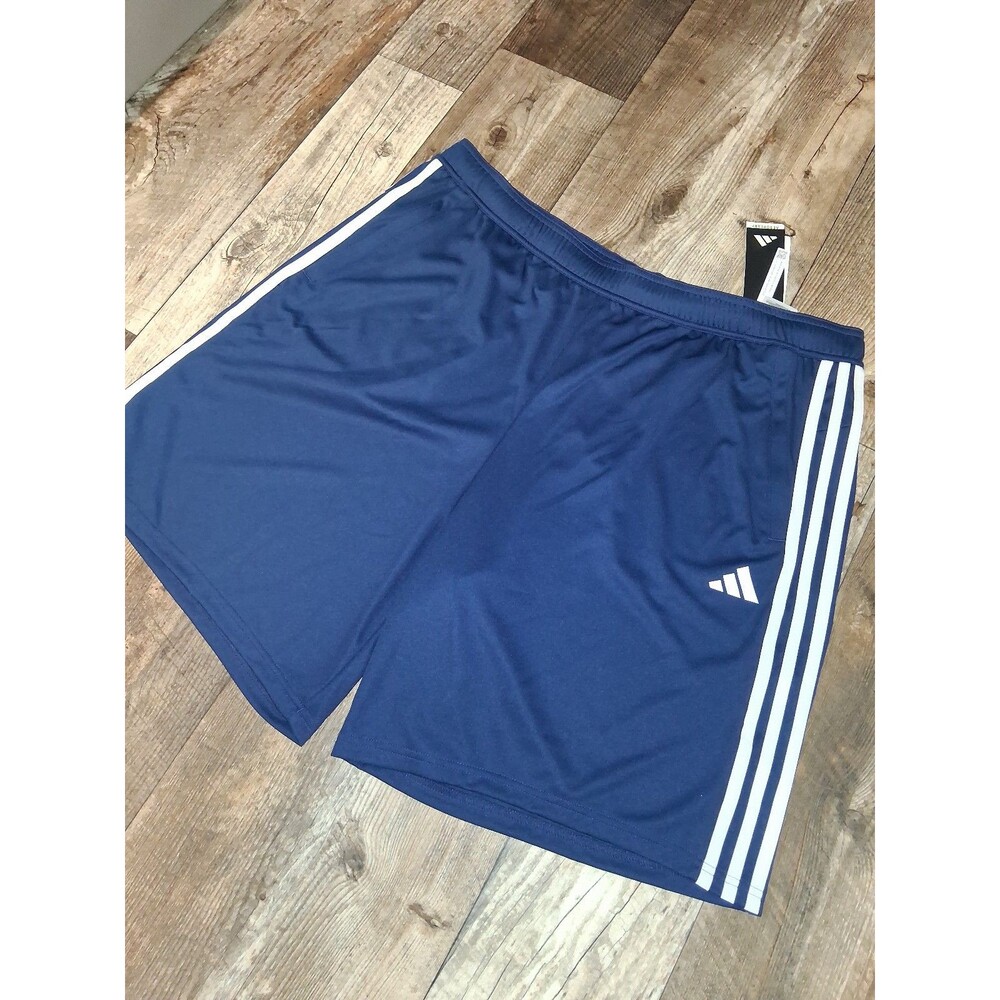 NEW! Men's Adidas Train Essentials Piquè 3-Stripes Training Shorts, Blue 2XL - Picture 2 of 8